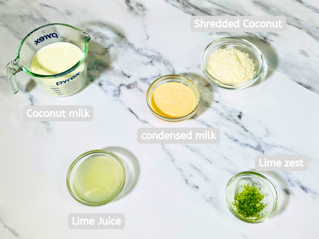 Coconut lime popsicle ingredients pictured